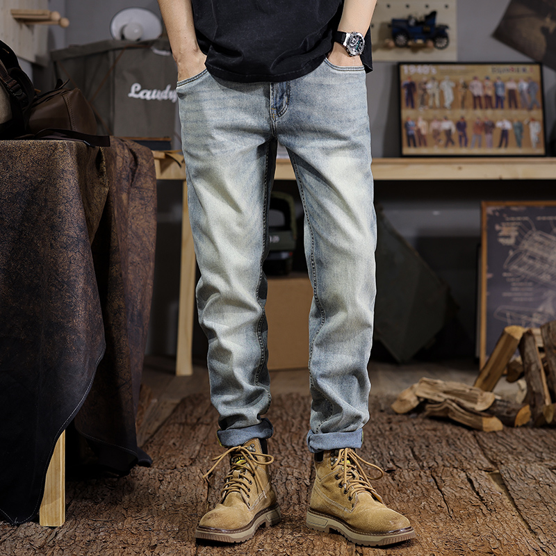 夏季美式高街水洗复古牛仔裤宽松潮牌直筒长裤子8893#