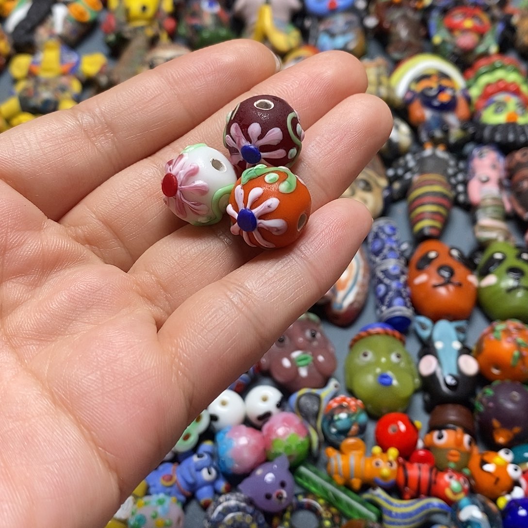 琉璃颈饰印度尼西亚花珠三颗