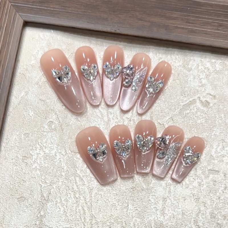 W.【蝴蝶爱心】纯手工穿戴甲