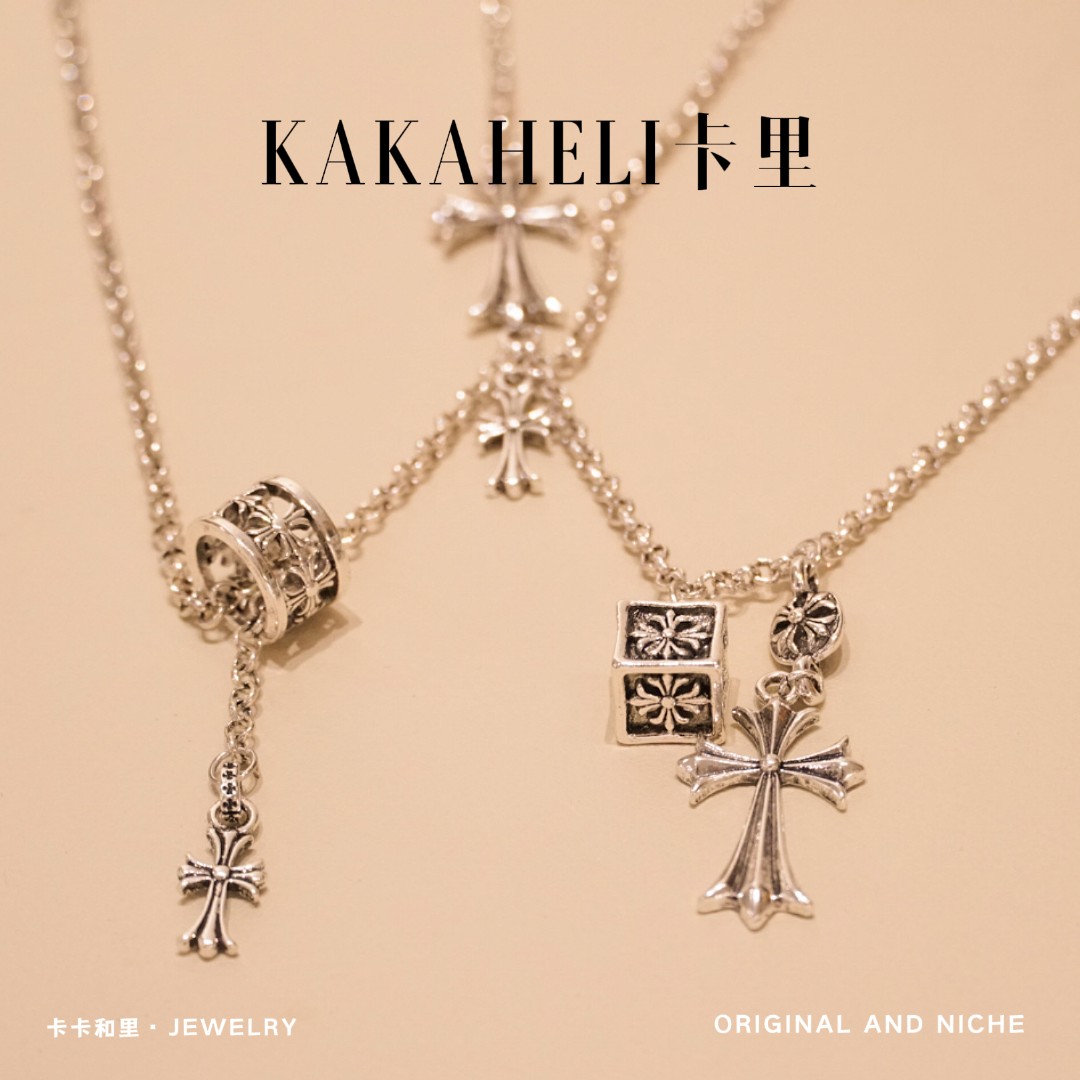 铜合金项链 暗黑设计师十字架做旧系列轻奢级项链【2件套】BB-413