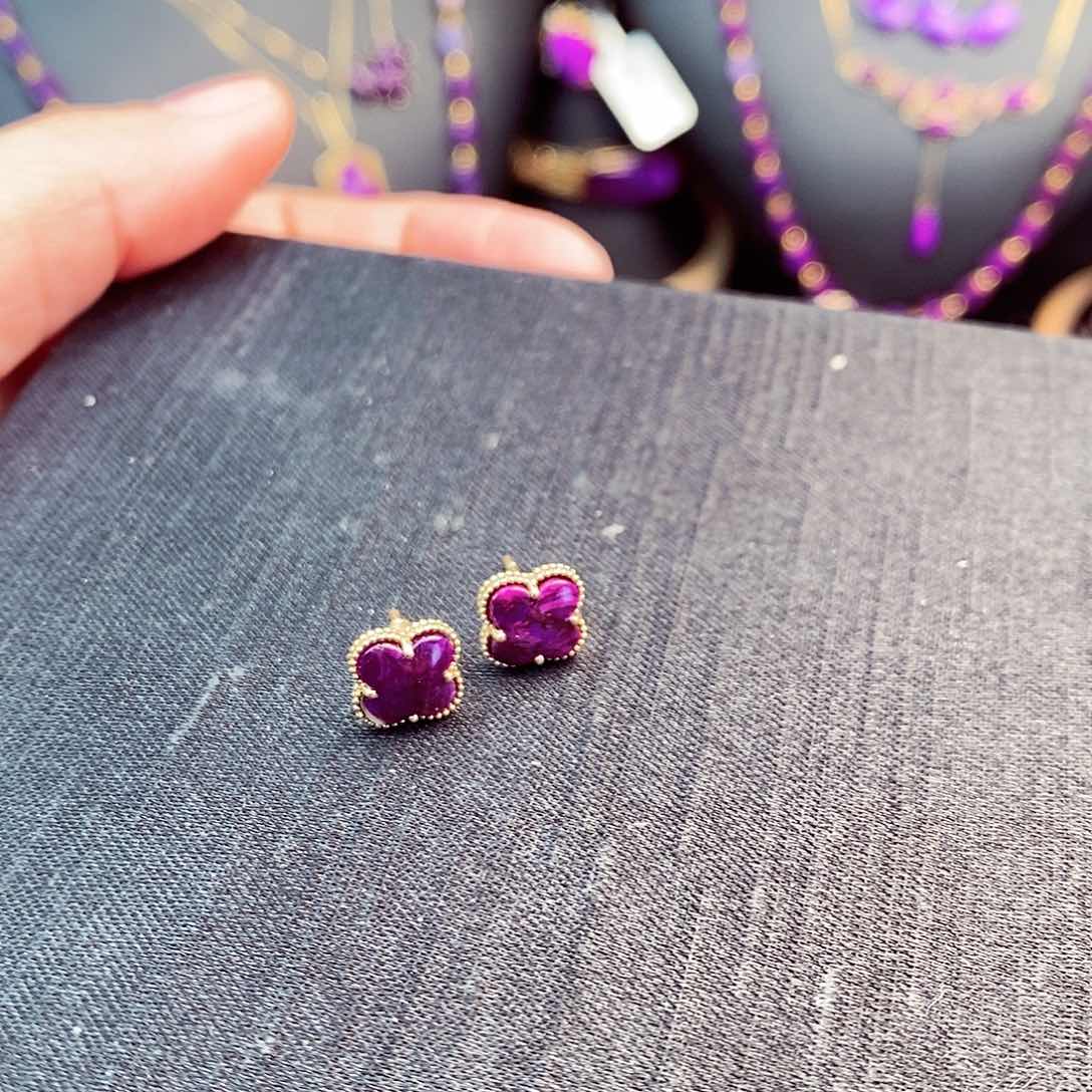 苏纪石（舒俱来）耳饰18K金镶嵌