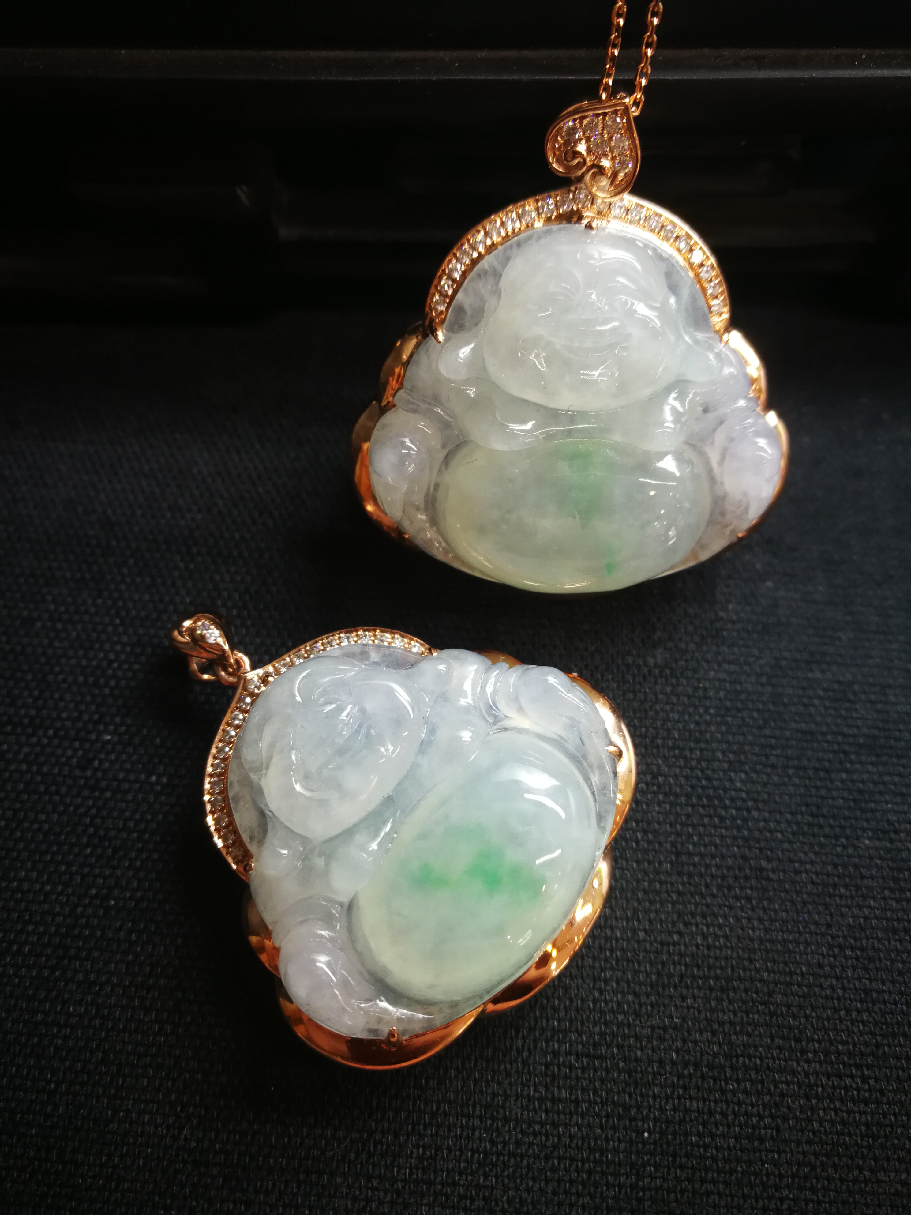 天然翡翠A货，佛公吊坠