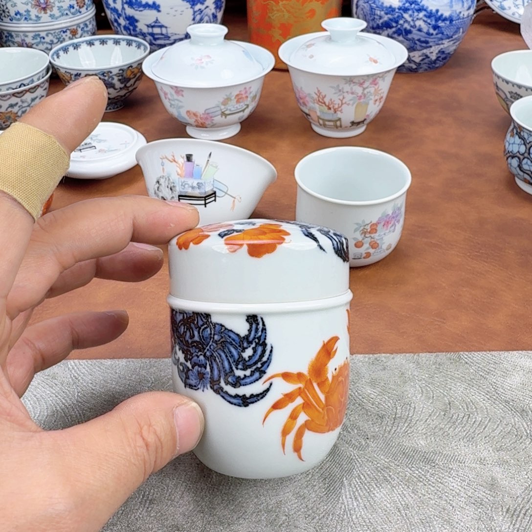 摆件陶八方来财茶叶罐