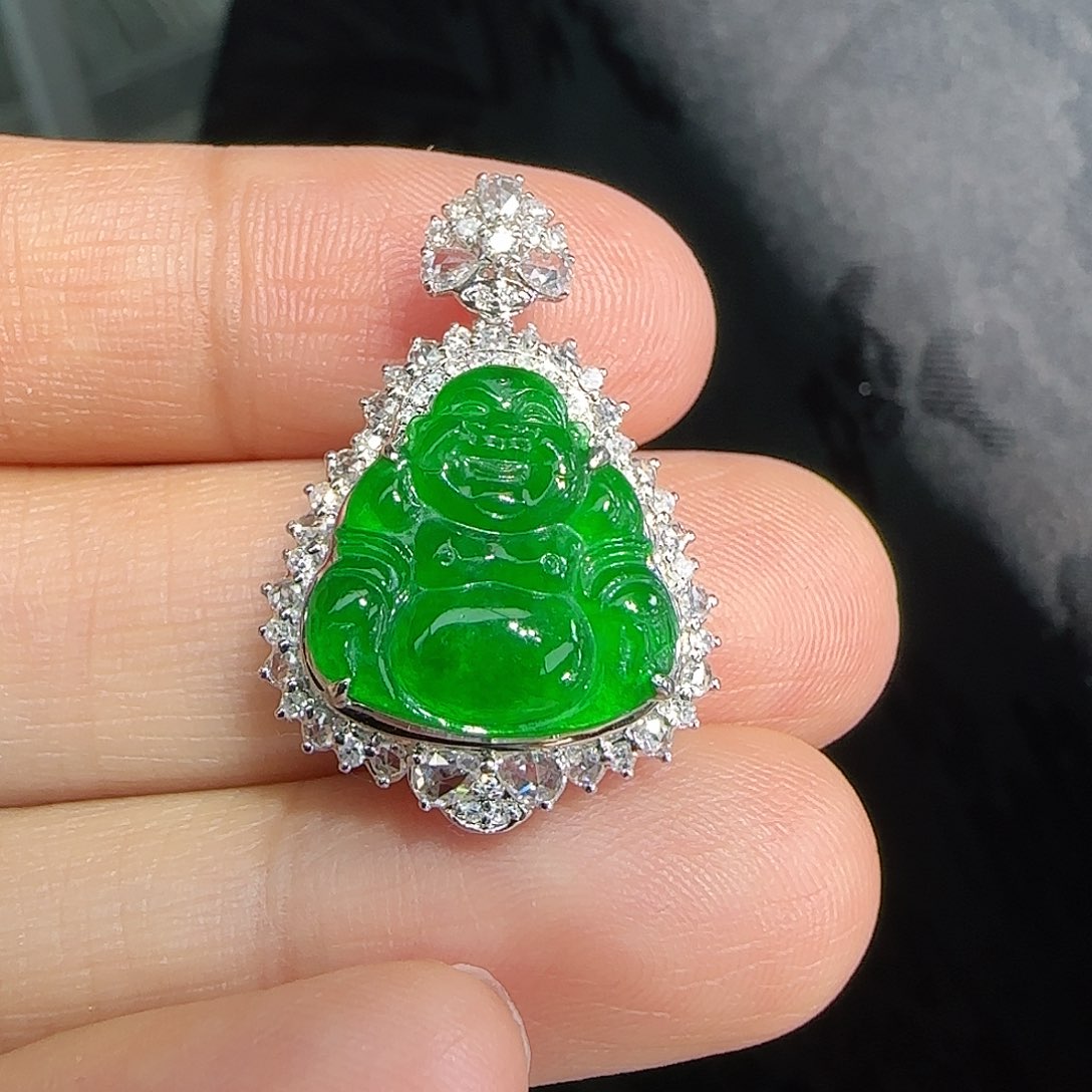 翡翠吊坠(不含链)18K金镶嵌