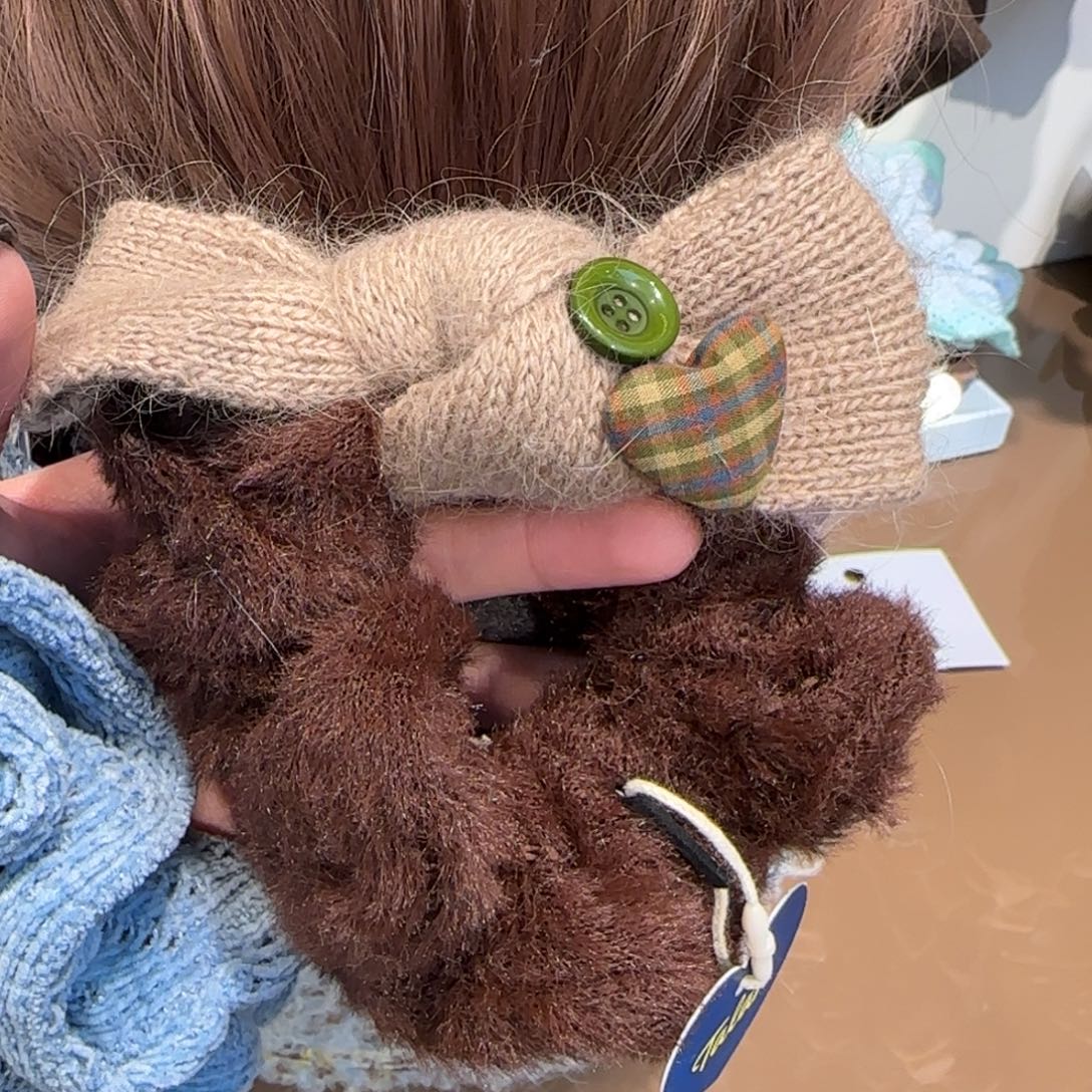 布艺铁合金咖色发圈