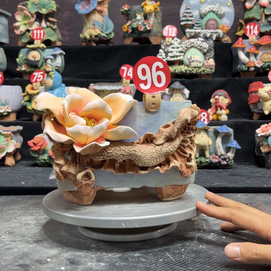 红陶白狐花器多肉花盆