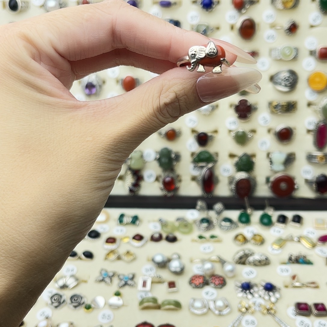 南红玛瑙银S925镶嵌戒指