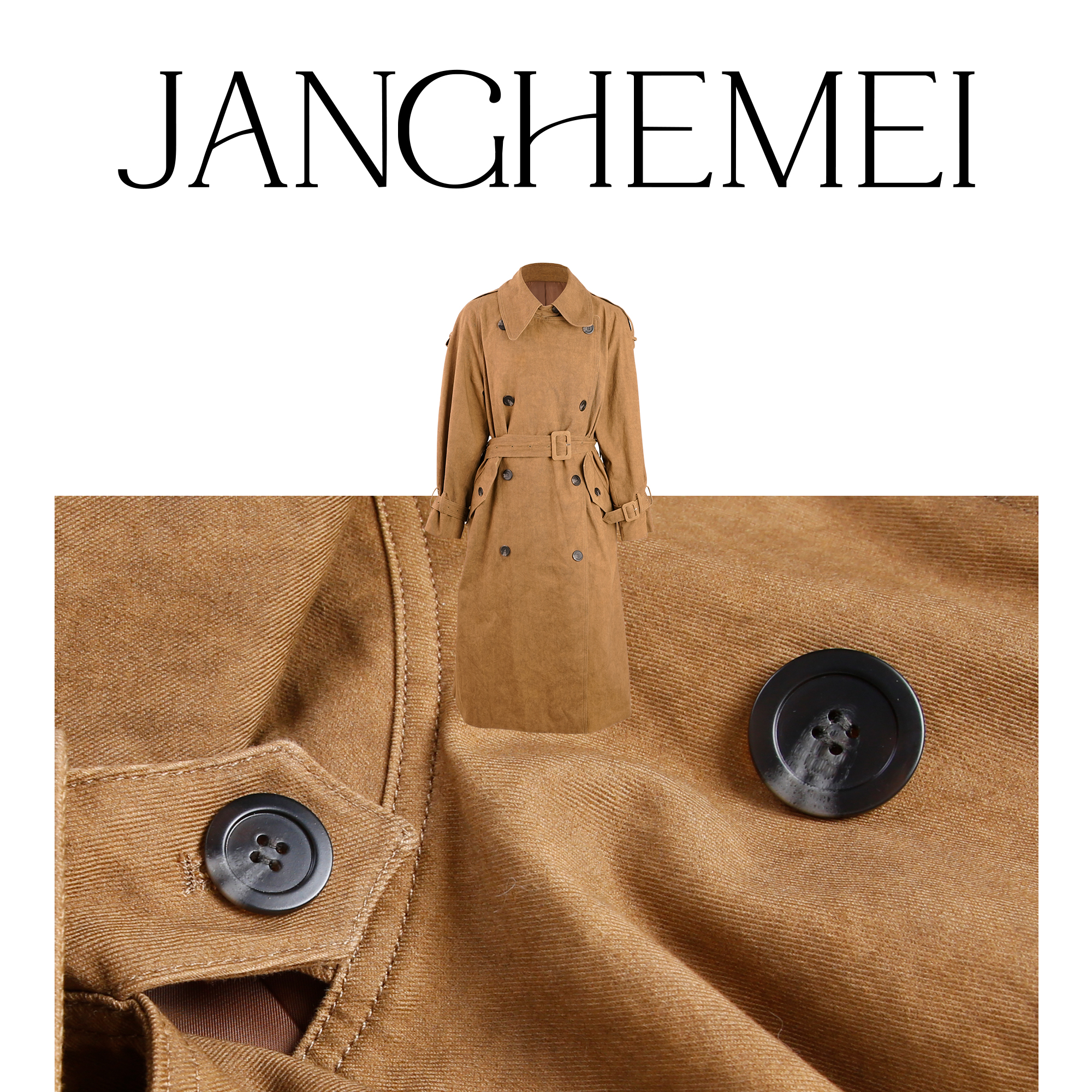 JANGHEMEI【做旧双排扣】复古长款外套 F07219M33