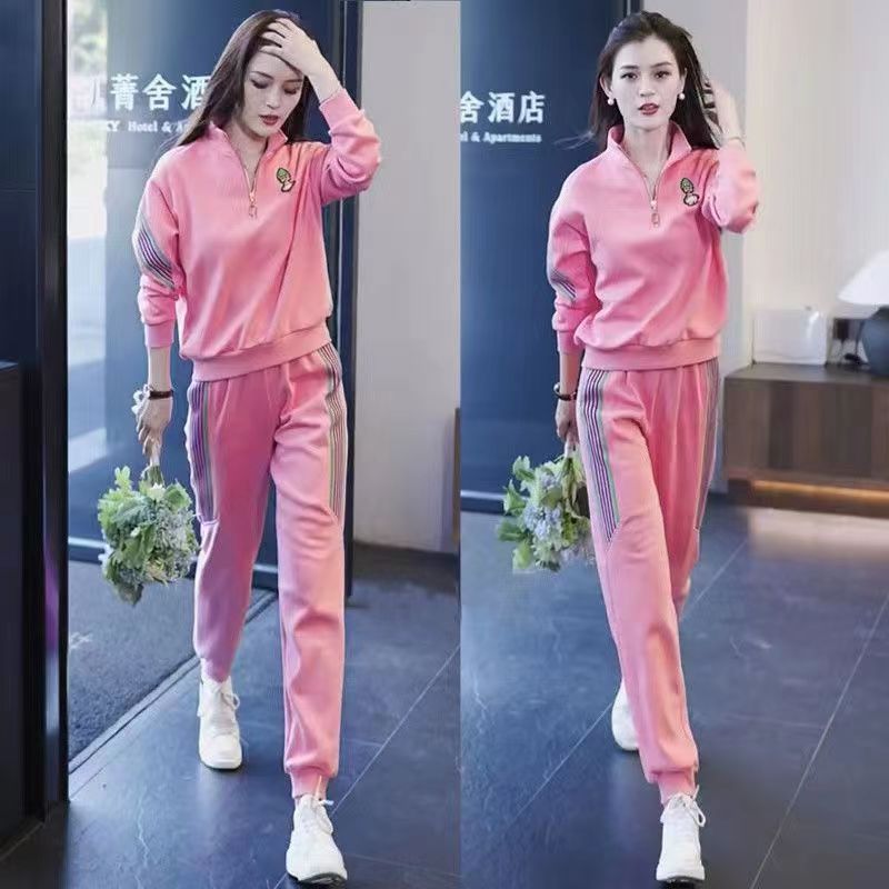 休闲运动服套装女2025春秋季新款宽松时尚洋气潮流卫衣卫裤两件套