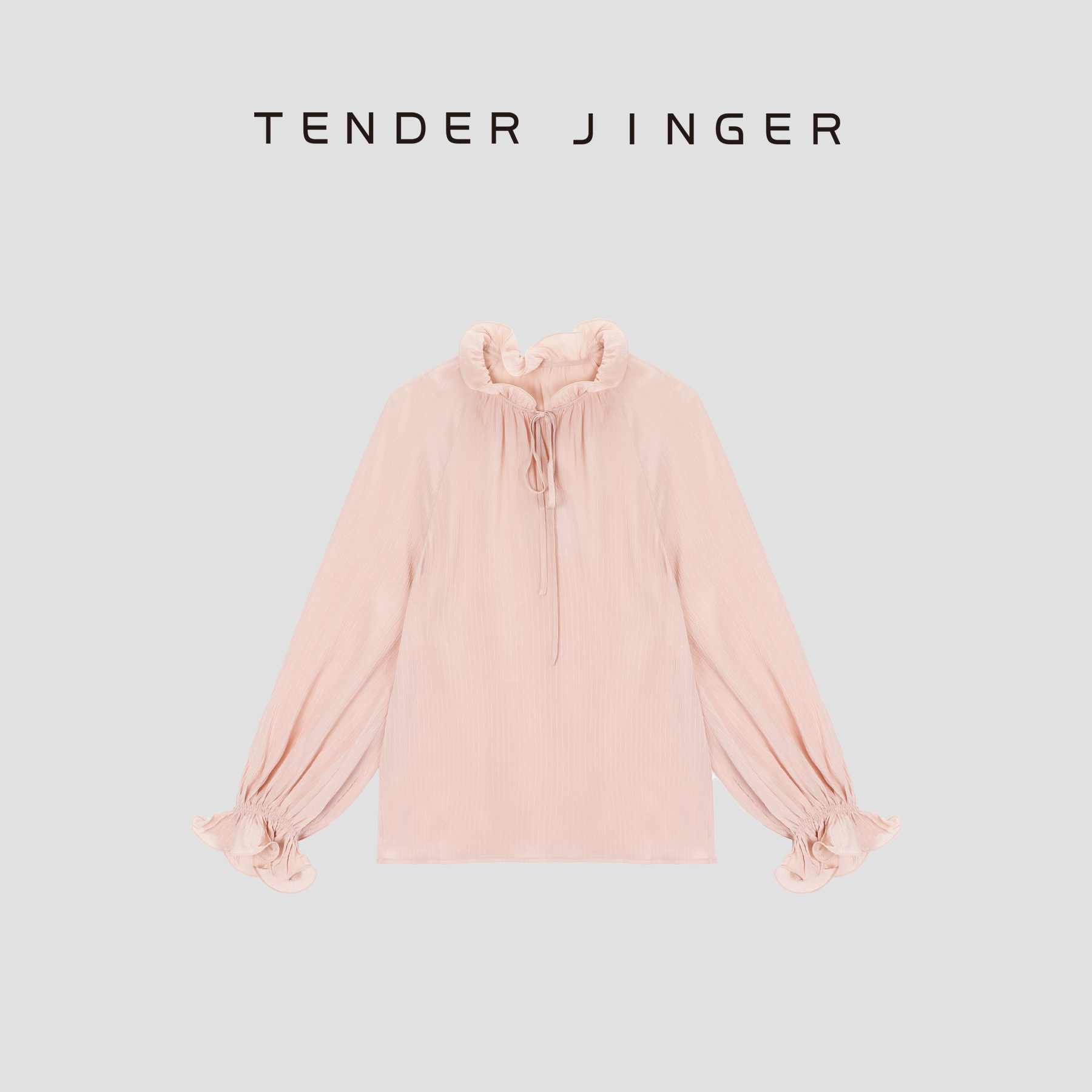 Tender Jinger简约花边领桑蚕丝衬衣T53CAY41031