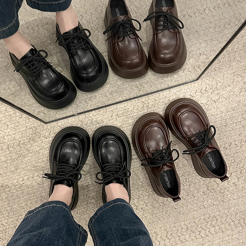 女款爆款2025秋季新款乐福鞋女士网红鞋子玛丽珍厚底英伦风小皮鞋