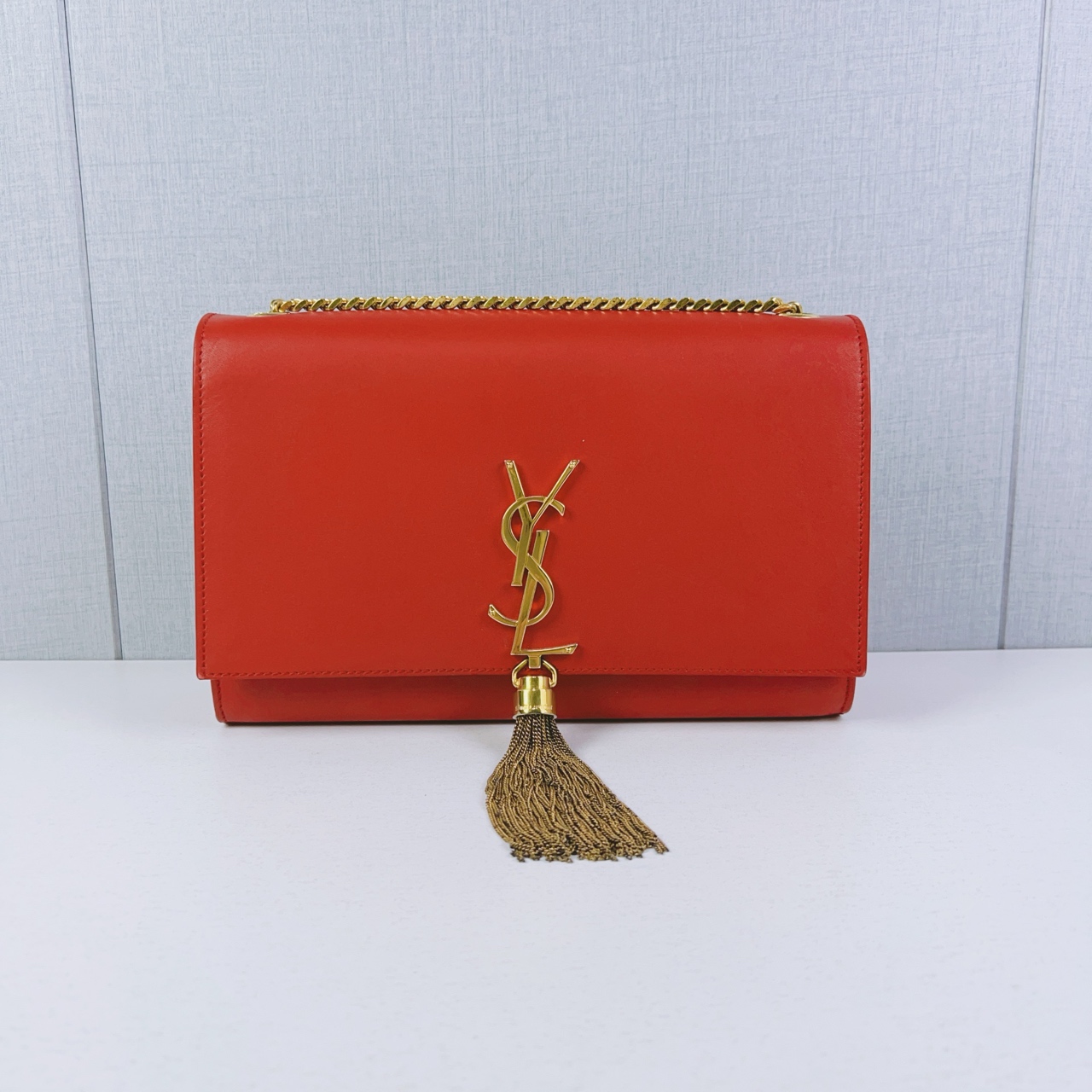 99新 YSL/圣罗兰  圣罗兰 红色 链条流苏包 单肩斜挎包
