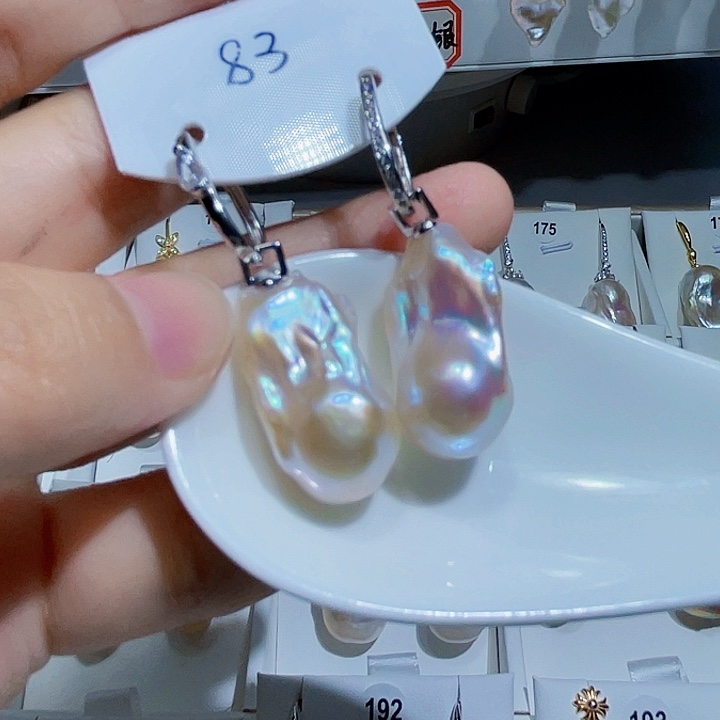 淡水珍珠耳饰银S925镶嵌蝶**扬