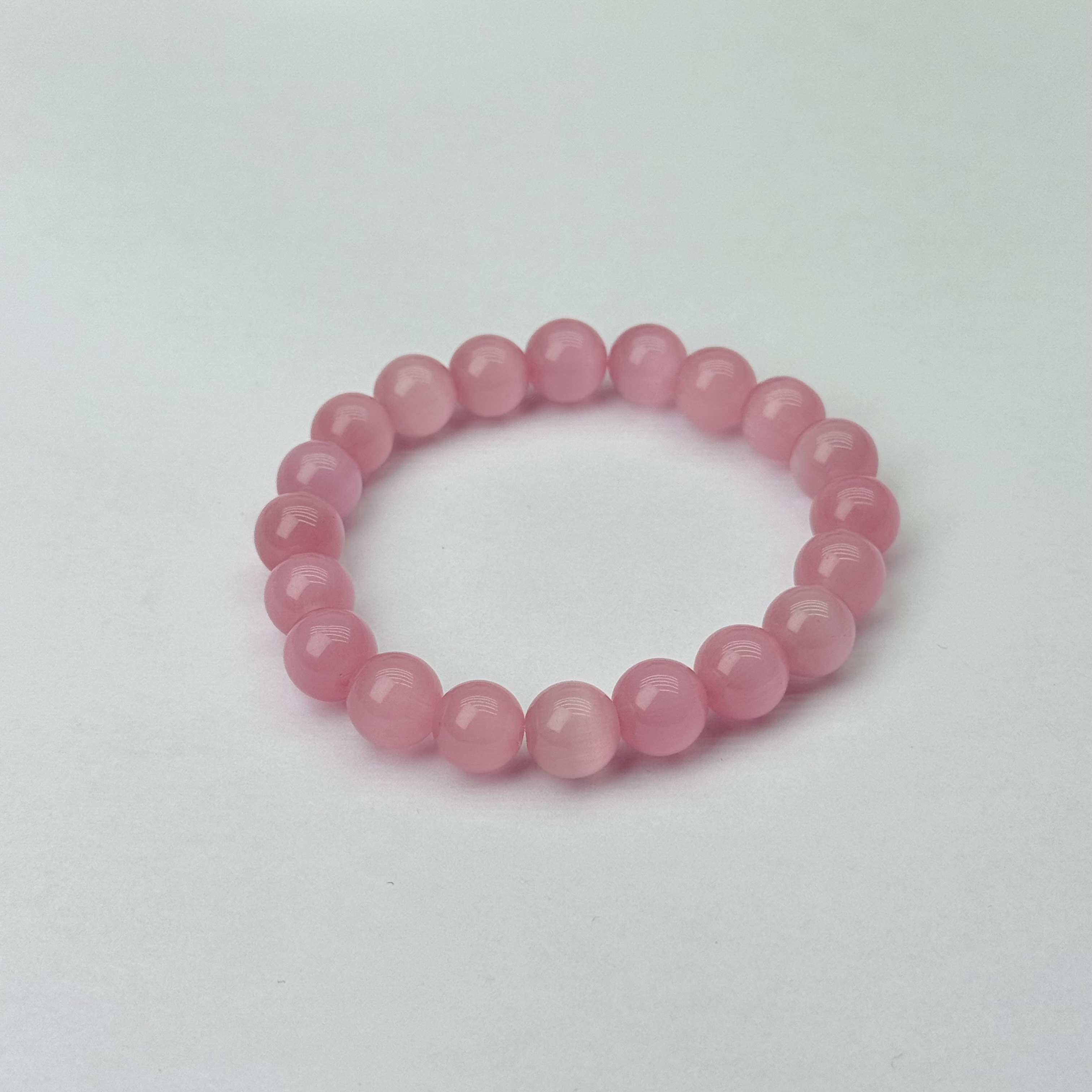 石英石手链 粉色猫眼石好运珠招桃花男女闺蜜首饰