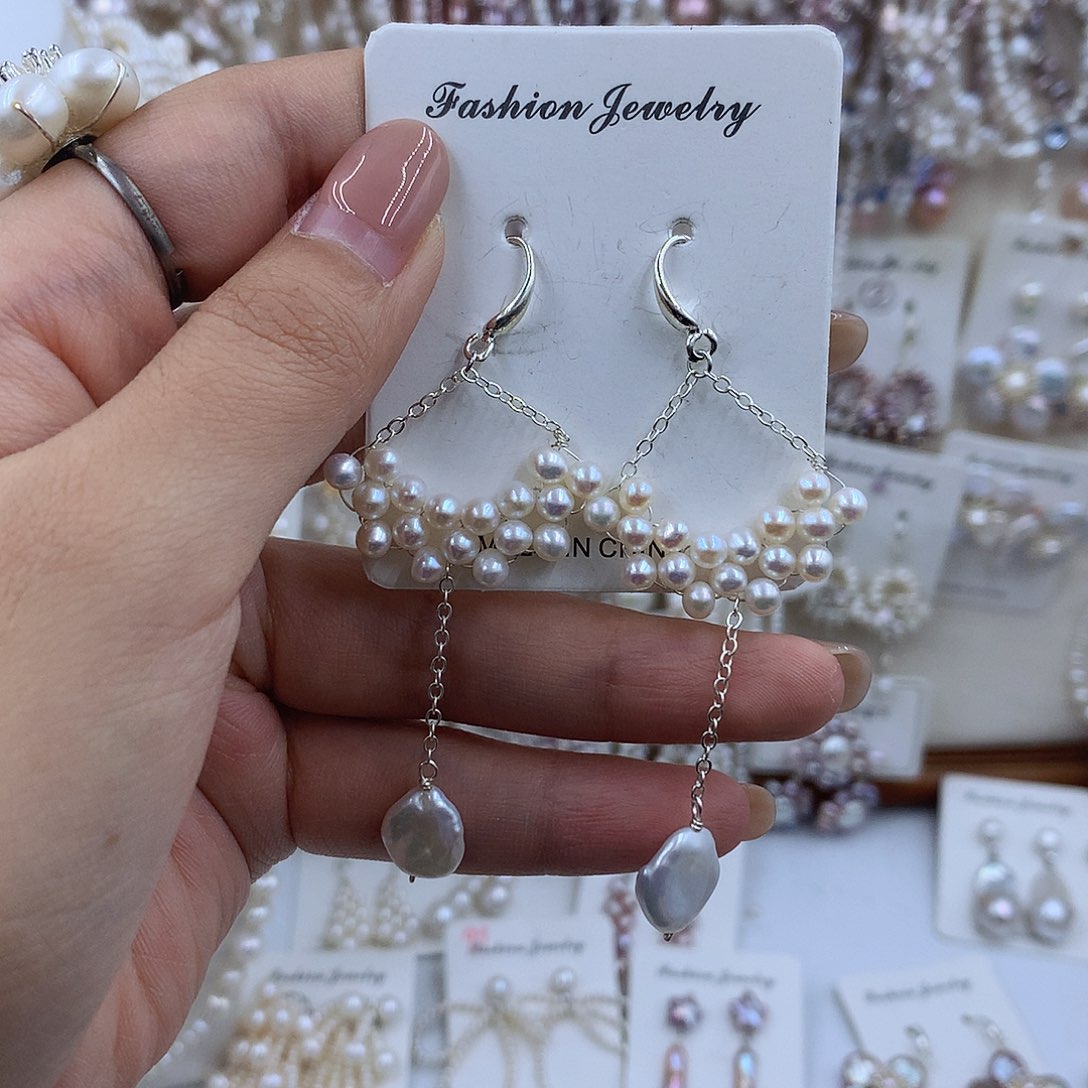 项链银S925镶嵌淡水珍珠