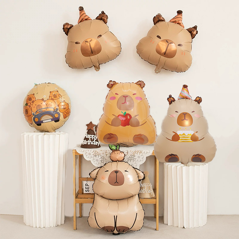 卡皮巴拉气球儿童男女孩周岁生日派对氛围仪式感场景装饰品布置