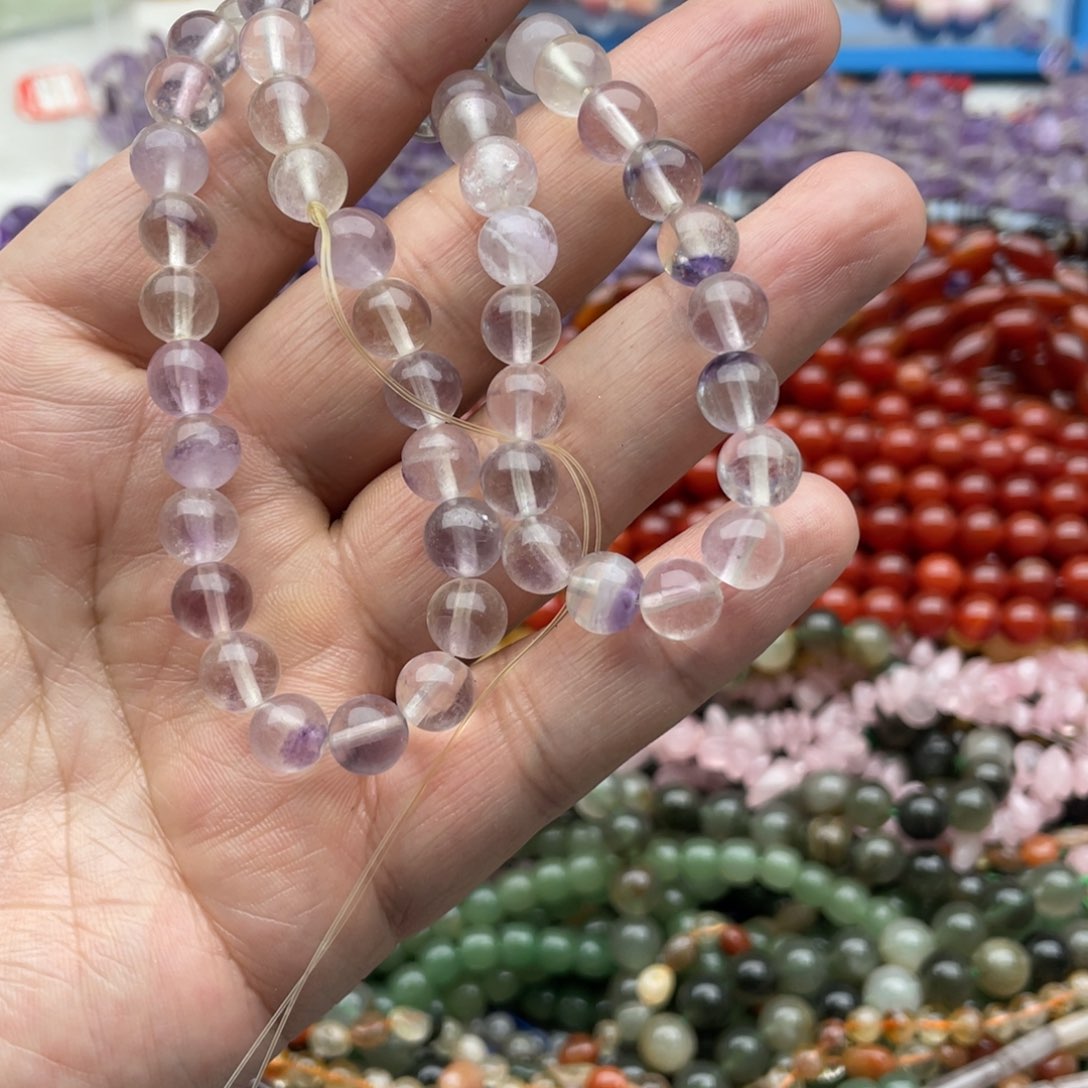 玛瑙/玉髓珠宝半成品未镶嵌一条装8mm浅透彩莹