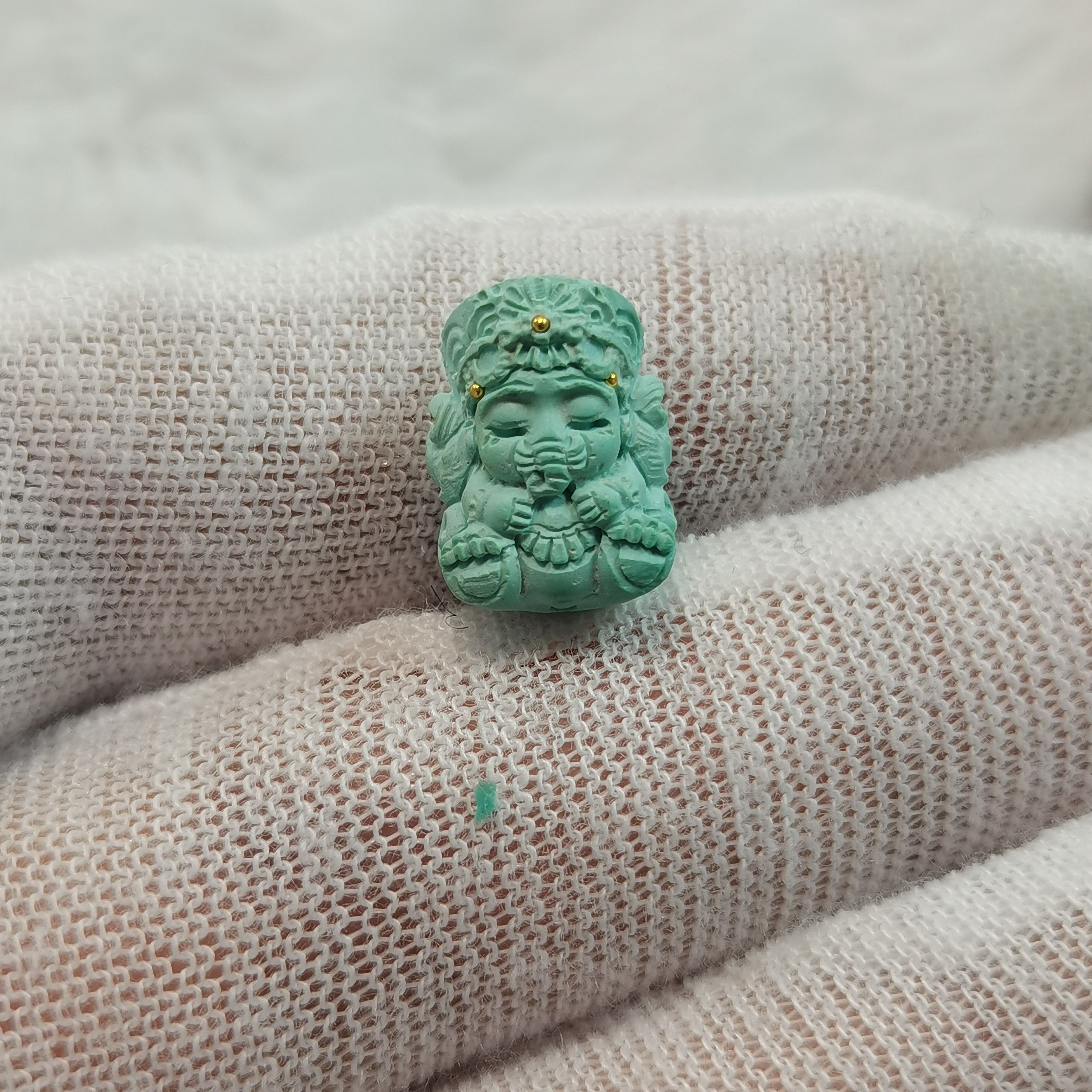 湖北原矿绿松石象神，尺寸13.3*10*6.6，武汉中地大质检发货
