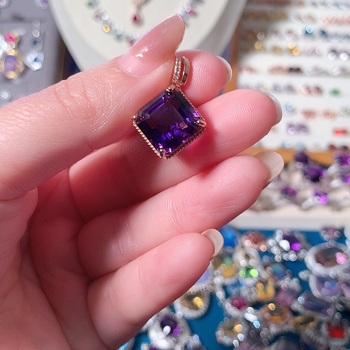 紫晶吊坠(赠链)银S925镶嵌