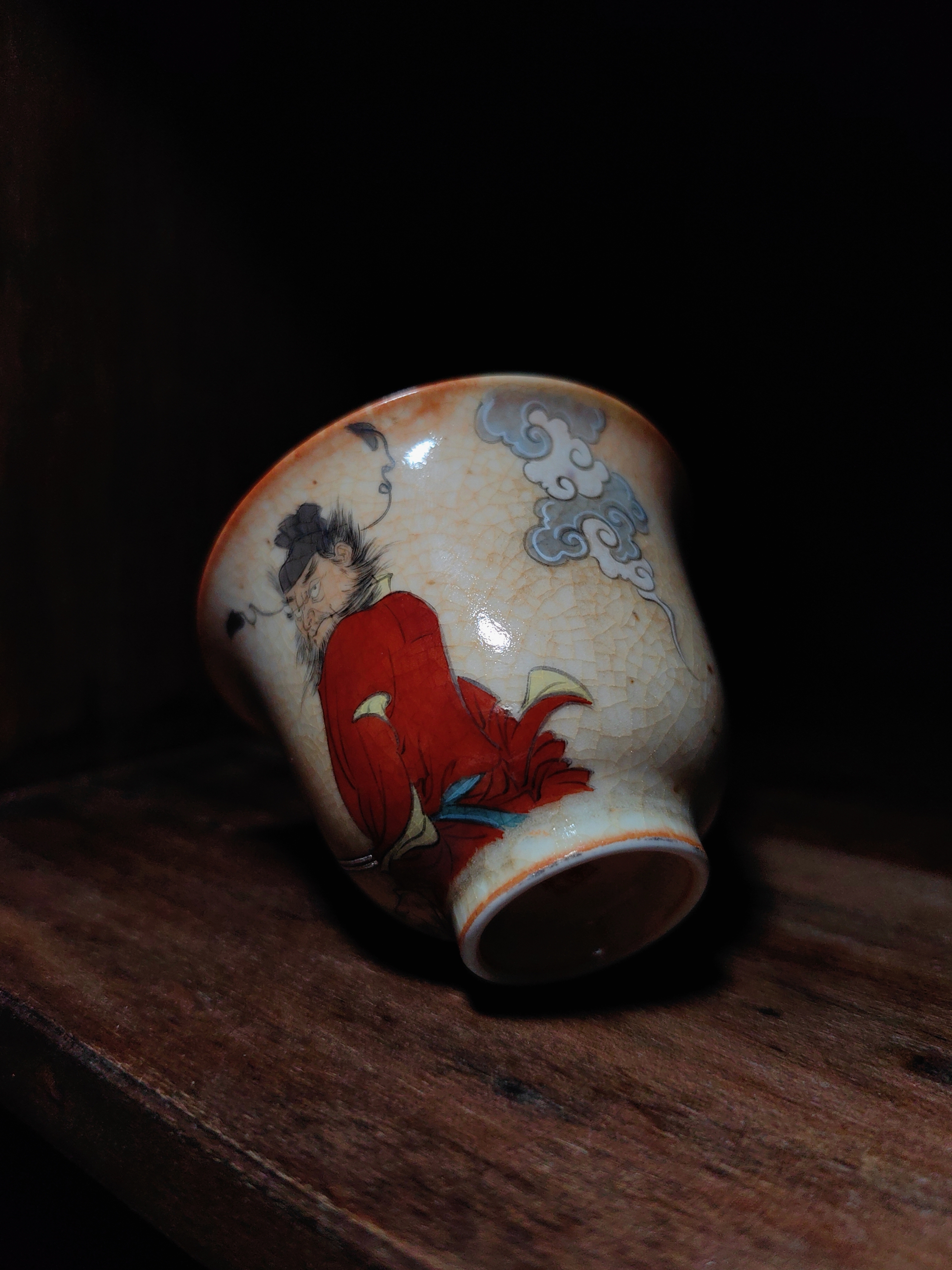 钟馗主人杯 景德镇纯手绘釉上彩茶具