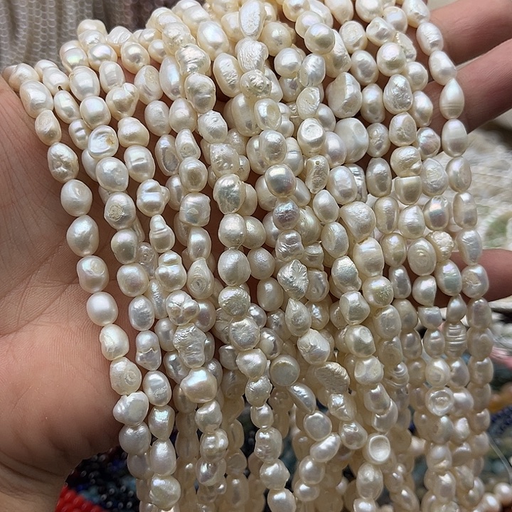 未镶嵌淡水珍珠珠宝半成品一条6-7mm左右巴洛克珍珠