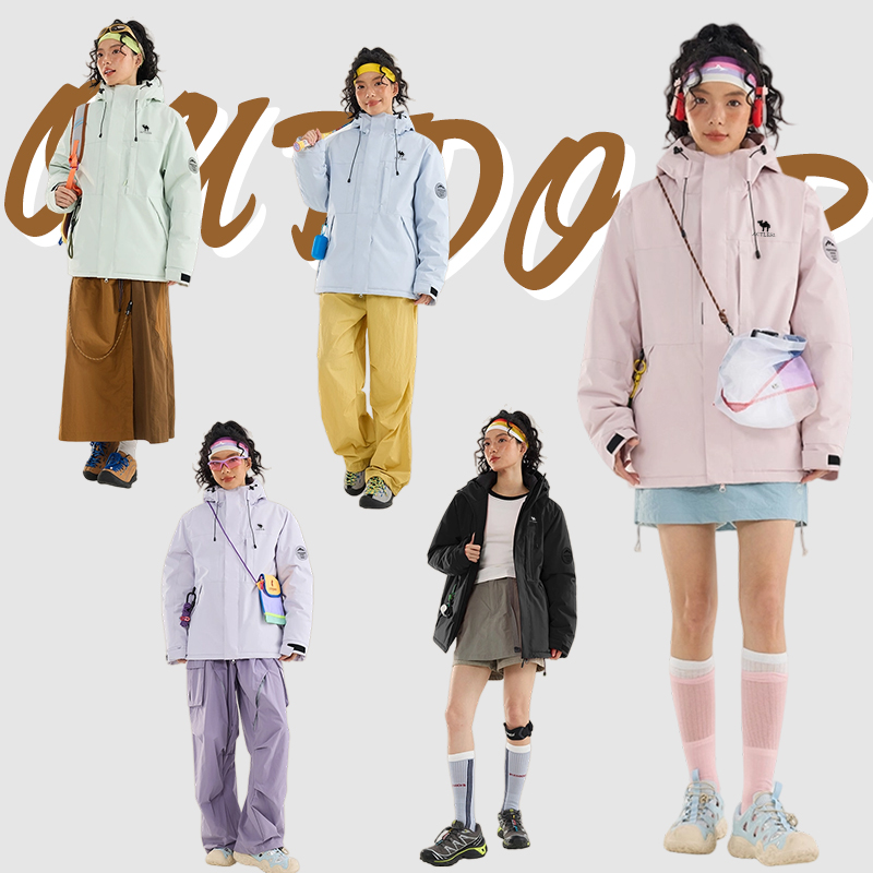【品牌正品】美洲户外男女同款冲锋棉衣2025新款保暖冲锋衣宽松外套