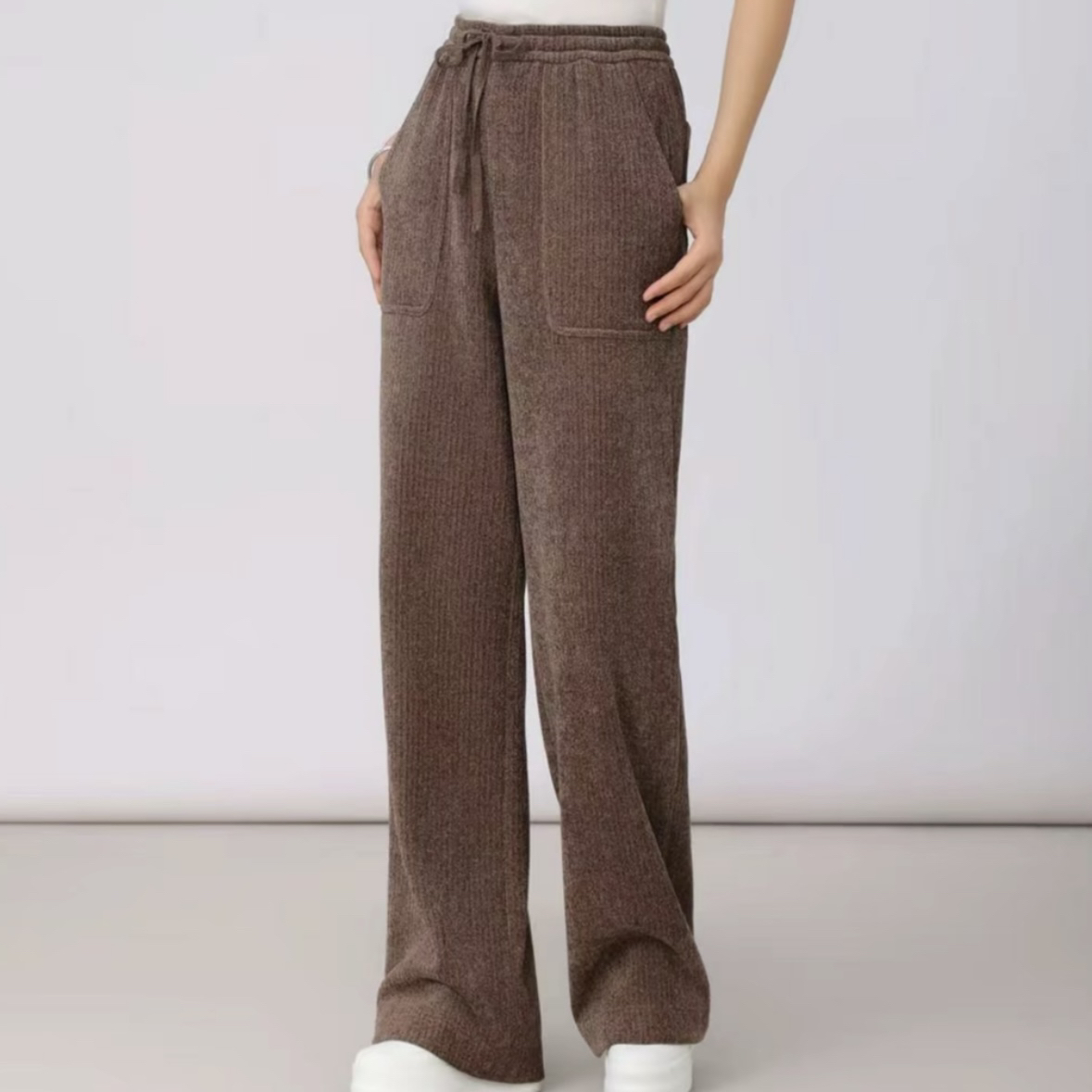 AMASS/阿玛施秋5100386冬新款复古百搭保暖雪尼尔直筒休闲裤时尚