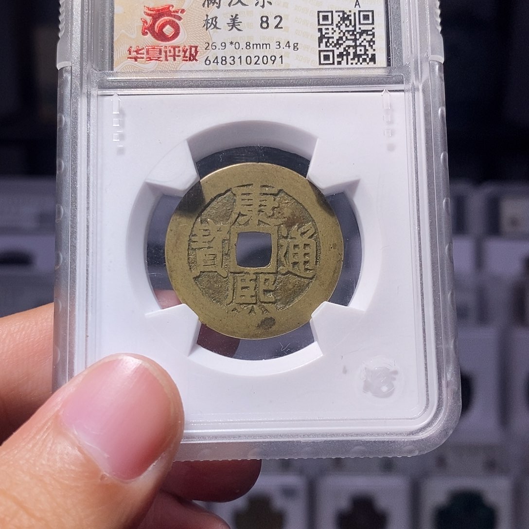 铜康熙通宝满汉东华夏82分2091