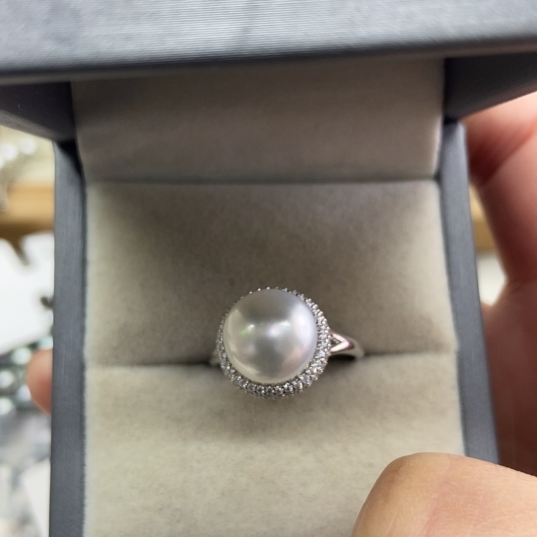 海水珍珠银S925镶嵌戒指
