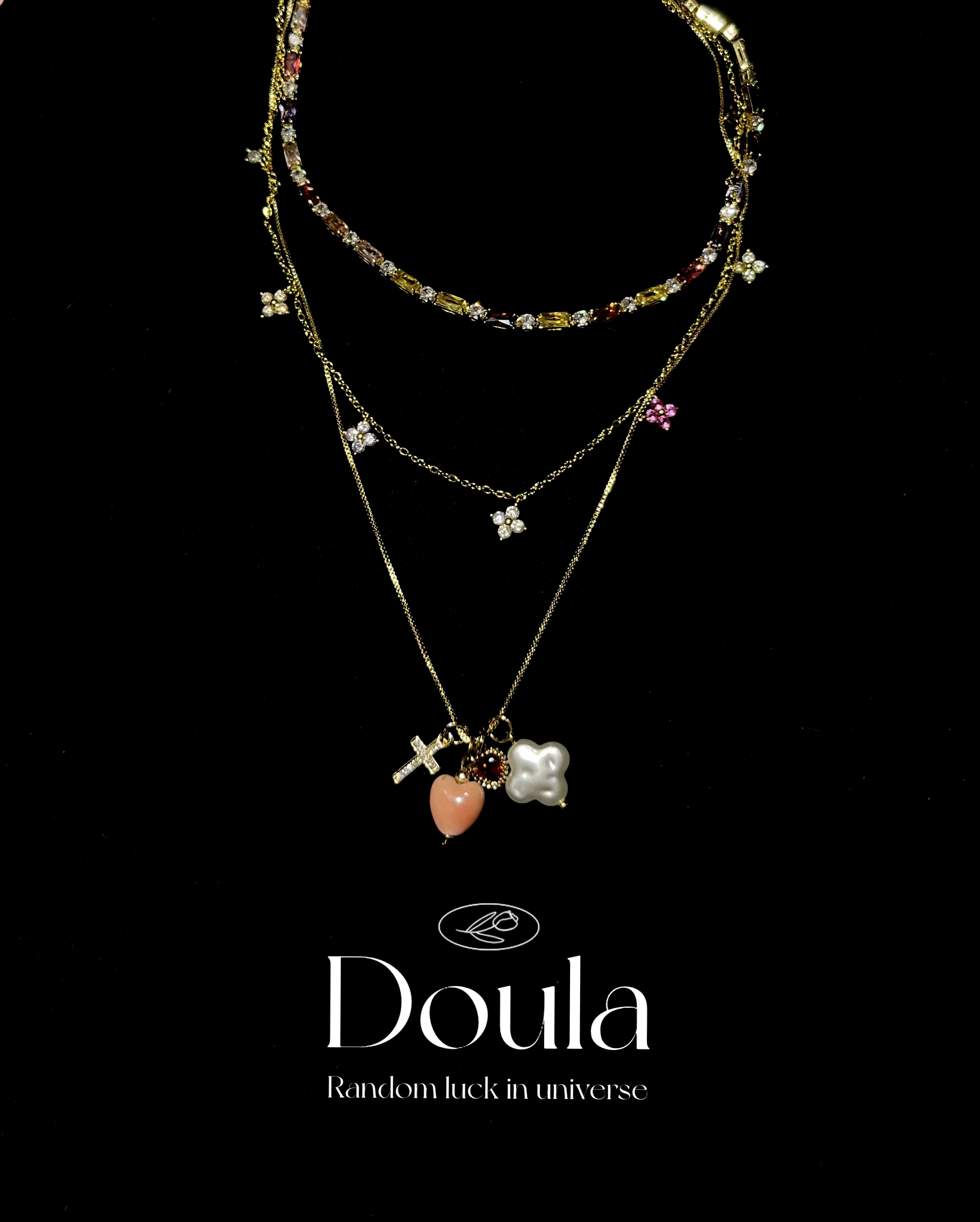 合金木质项链 原创多层叠戴项链配饰锁骨链法式颈链【分开购买】