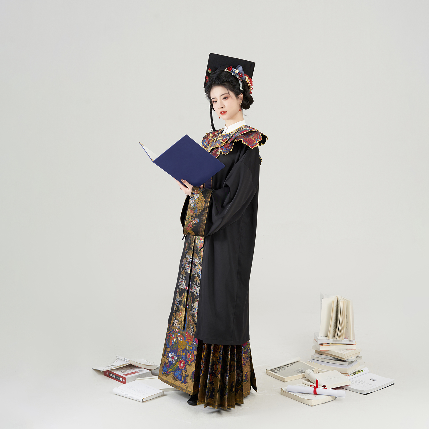 织造司[明珠宝玉]原创明制中式毕业礼服学士服云肩对襟长衫马面裙