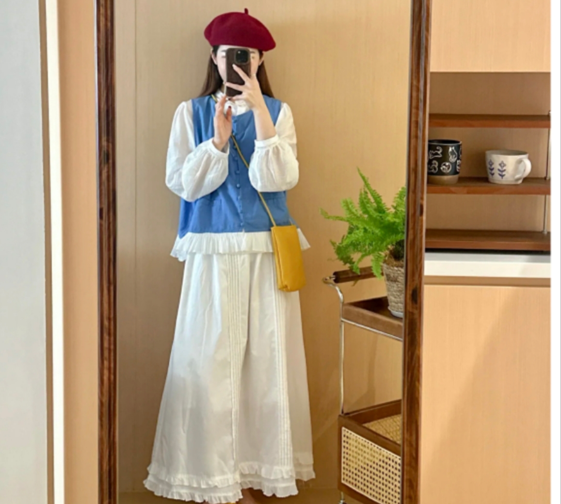 2025韩系蕾丝花边宽松休闲裙 实体清货