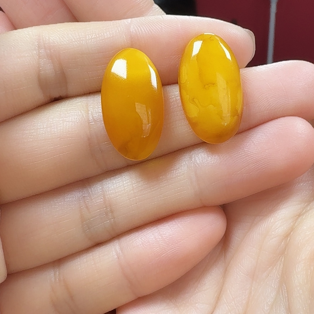 约***盒蜜蜡银S925镶嵌耳饰耳钉