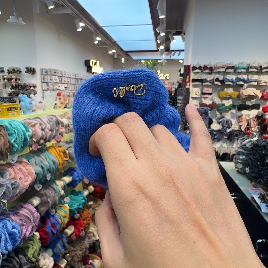 布艺非金属蓝色金标发圈