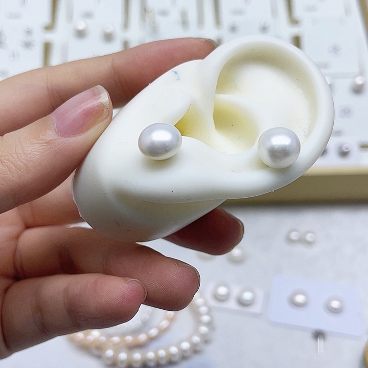 淡水珍珠耳饰银S925镶嵌小*月