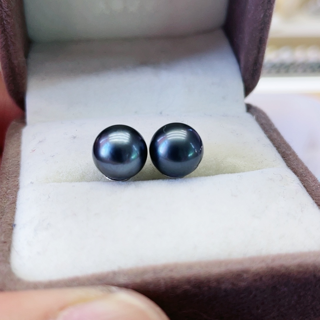 海水珍珠耳饰银S925镶嵌