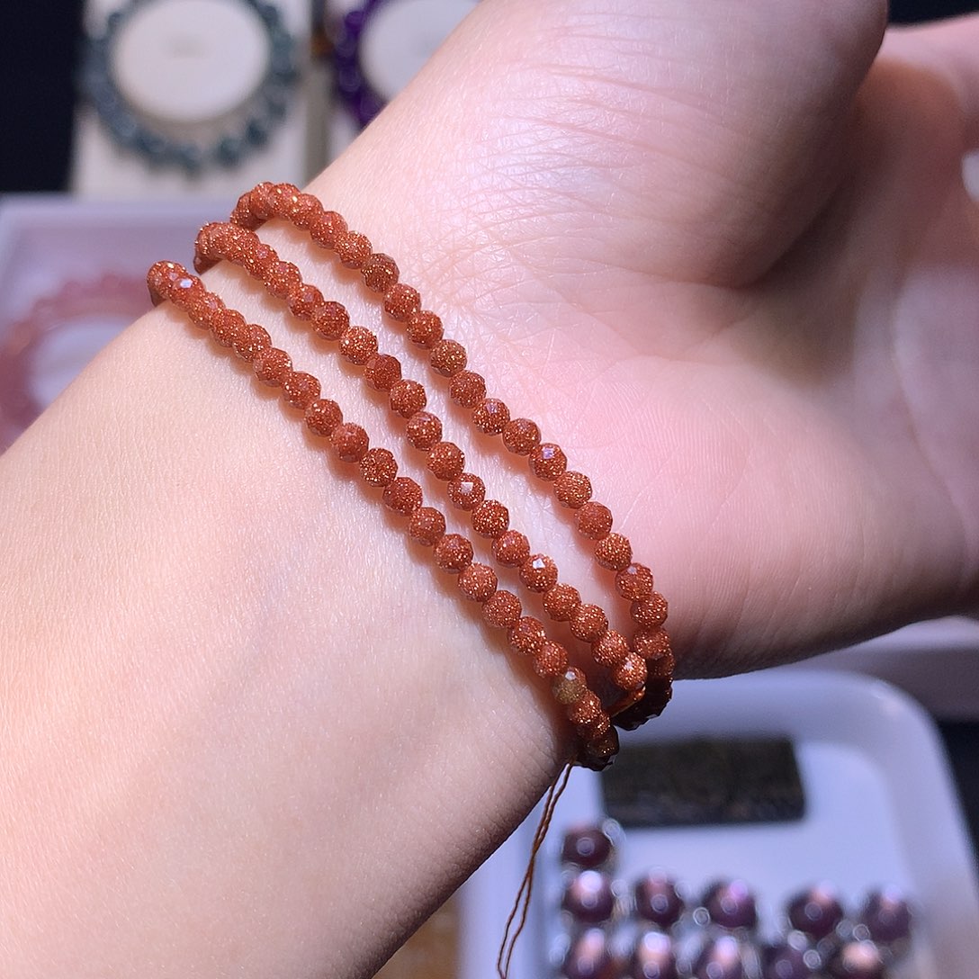 水晶手串未镶嵌金沙石3mm多圈手链锁骨链