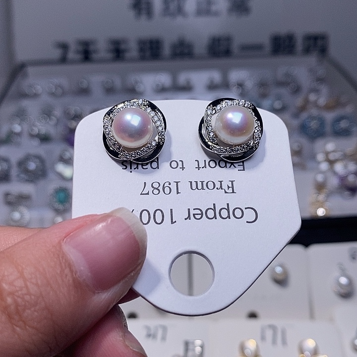 耳饰淡水珍珠银S925镶嵌