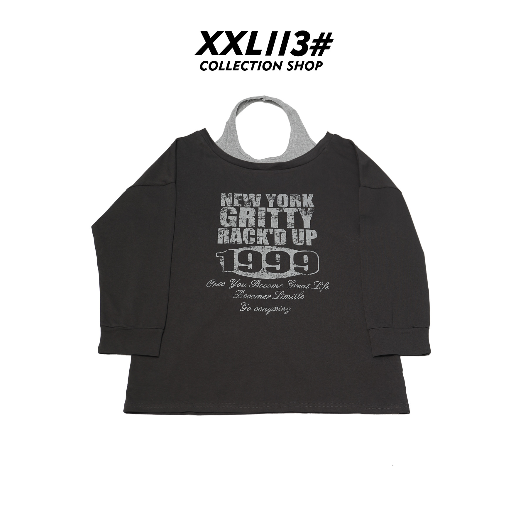 113* CENTRALIZED SHOP慵懒风薄款字母印花圆点T恤X5F02I6938