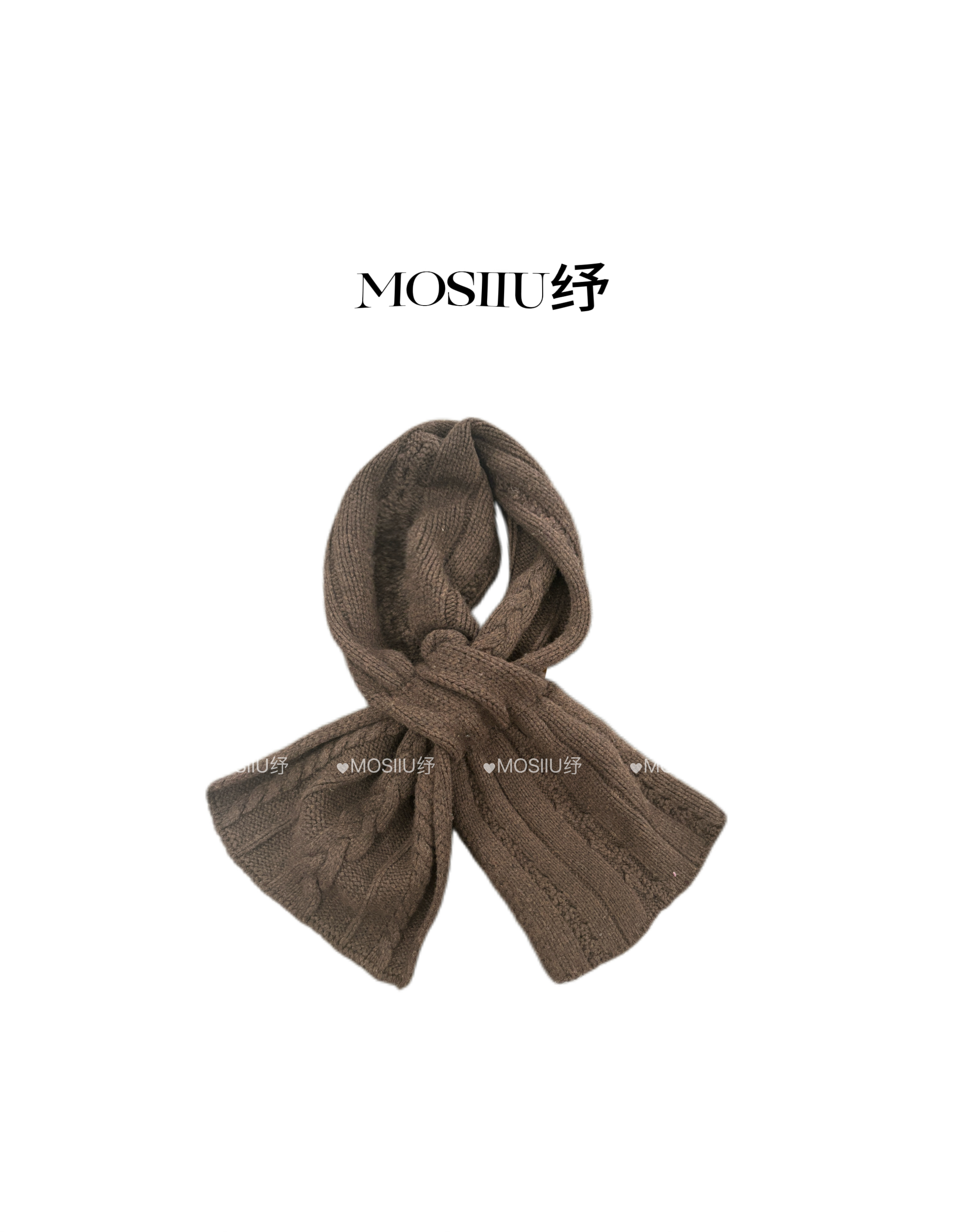 MOSIIU纾【松露巧克力】绞花柔软绵羊毛保暖韩系围巾011