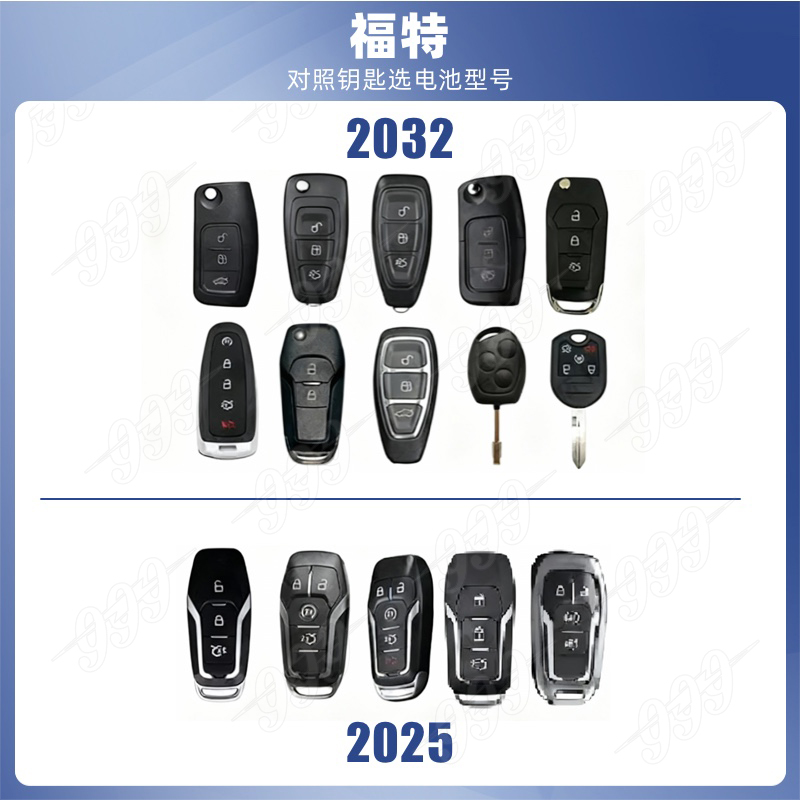 【适配福特】999汽车钥匙电池3V纽扣电池适用汽车钥匙遥控器电子秤
