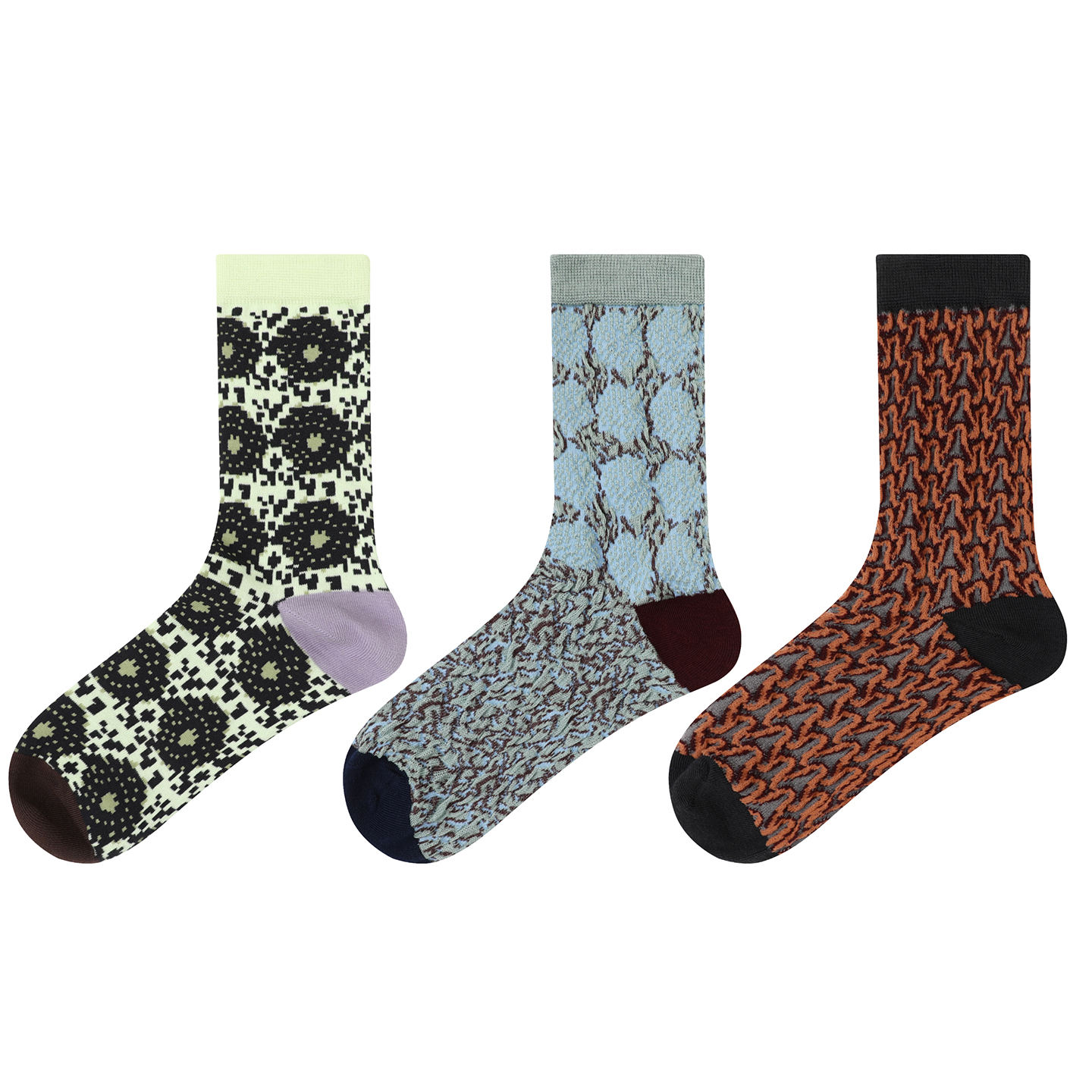 DM033-时尚百搭复古文艺中筒袜透气中国风休闲风提花潮袜女休闲袜