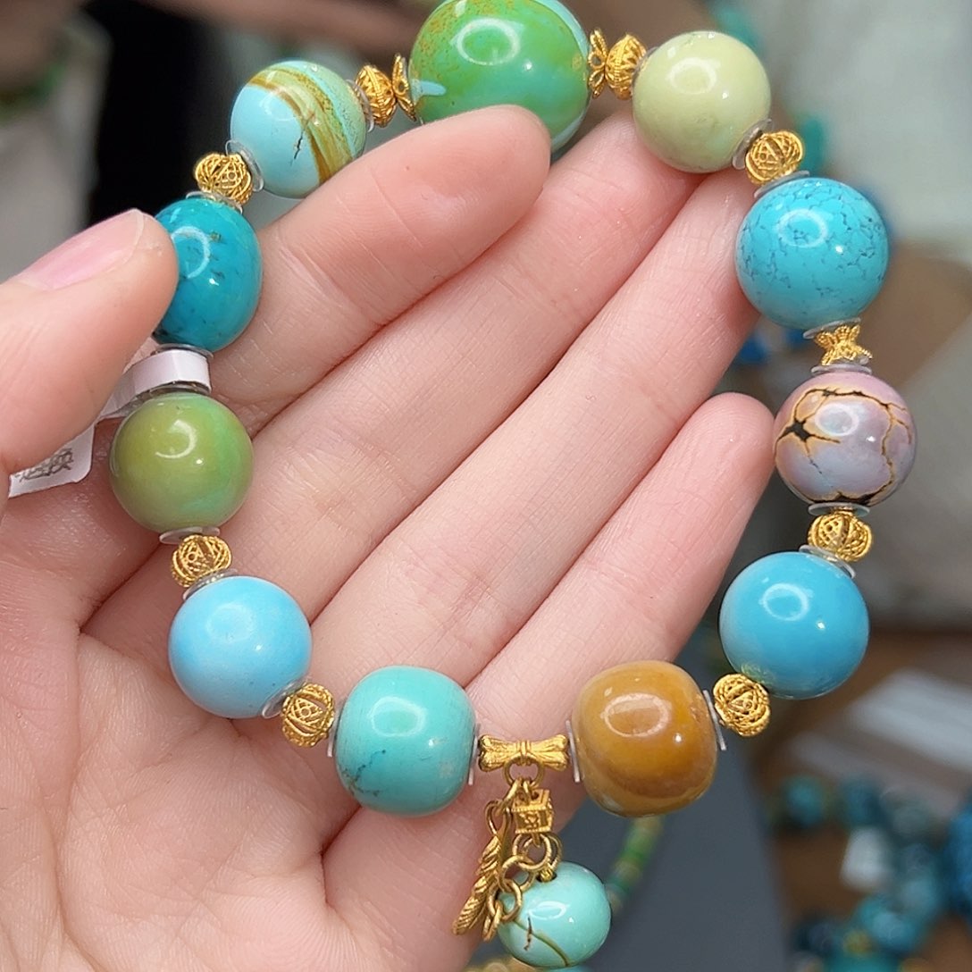 绿松石珠宝奇石18K金镶嵌南*姐