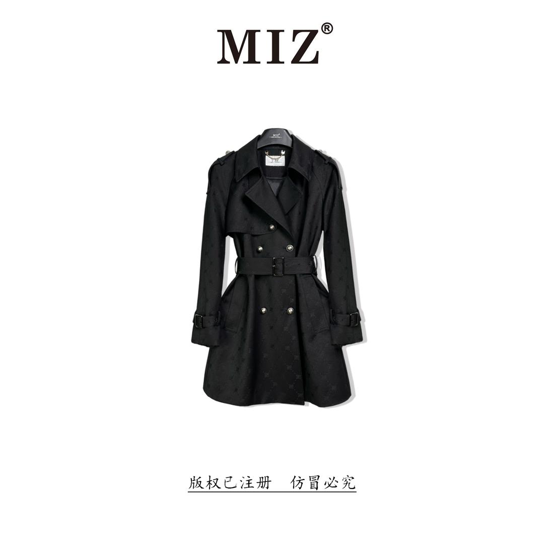 短款MIZ25秋季新款定制印花刺绣黑色显瘦气质高定短款风衣2435219