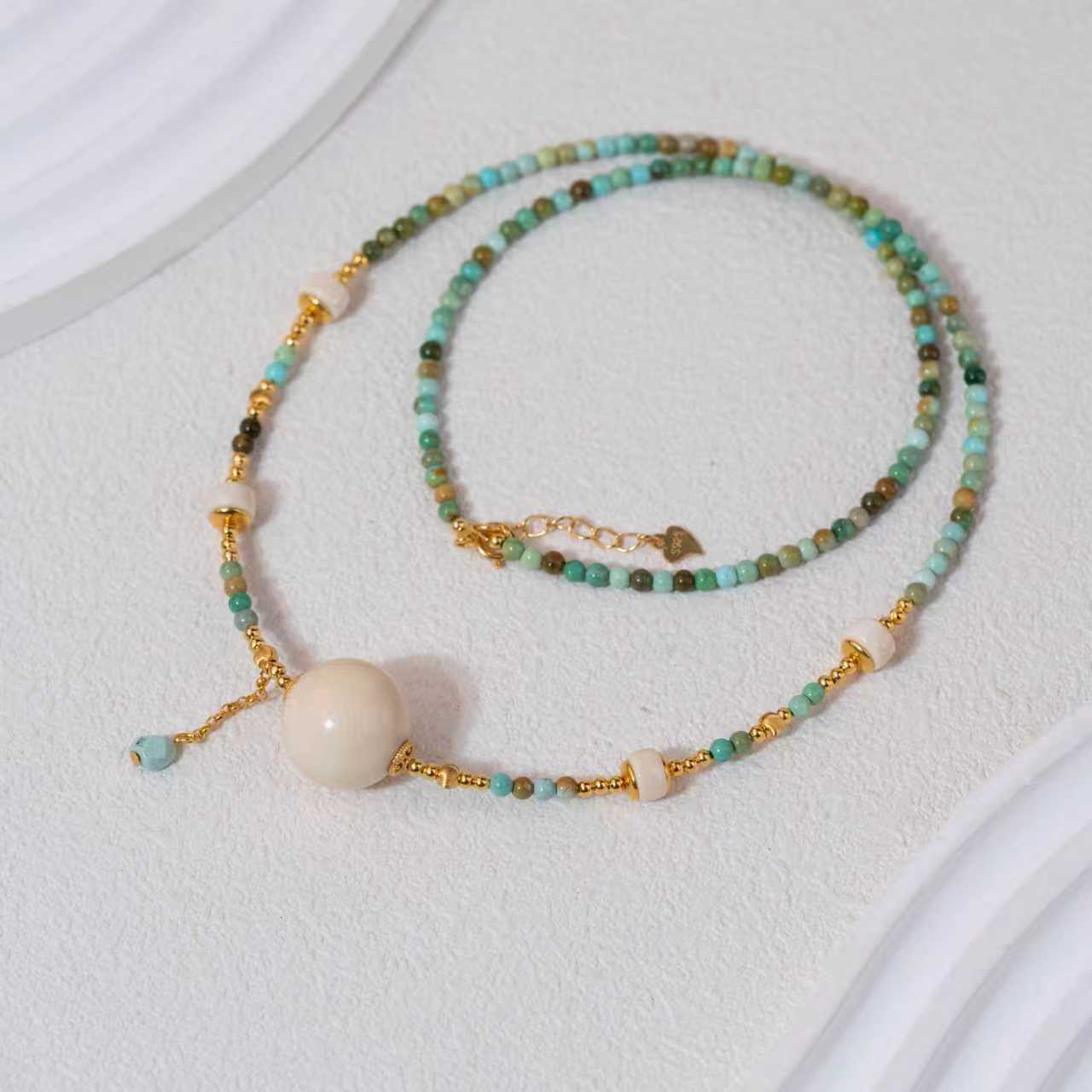 【云成好彩】绿松项链925（天然珠宝多样性发其一）