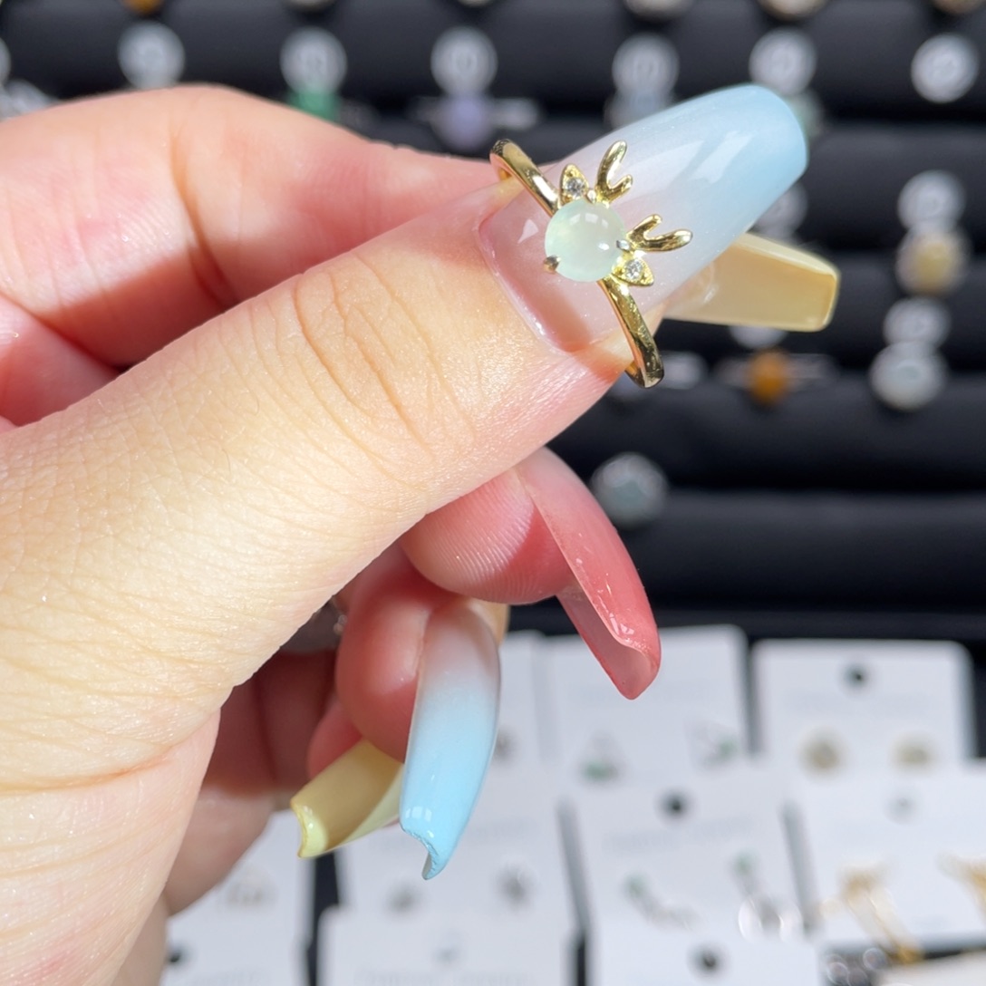 翡翠银S925镶嵌戒指戒指