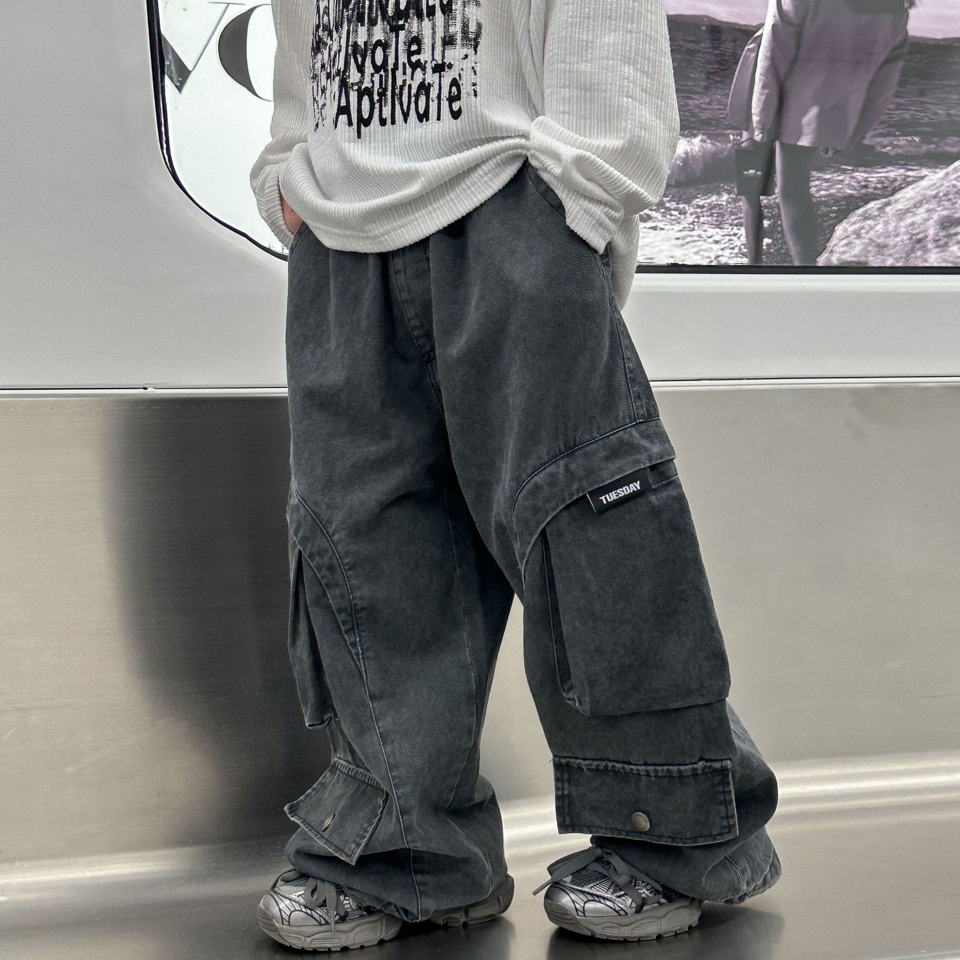 儿童韩版牛仔裤2025春季新款男童时尚宽松阔腿裤中小童帅气长裤潮