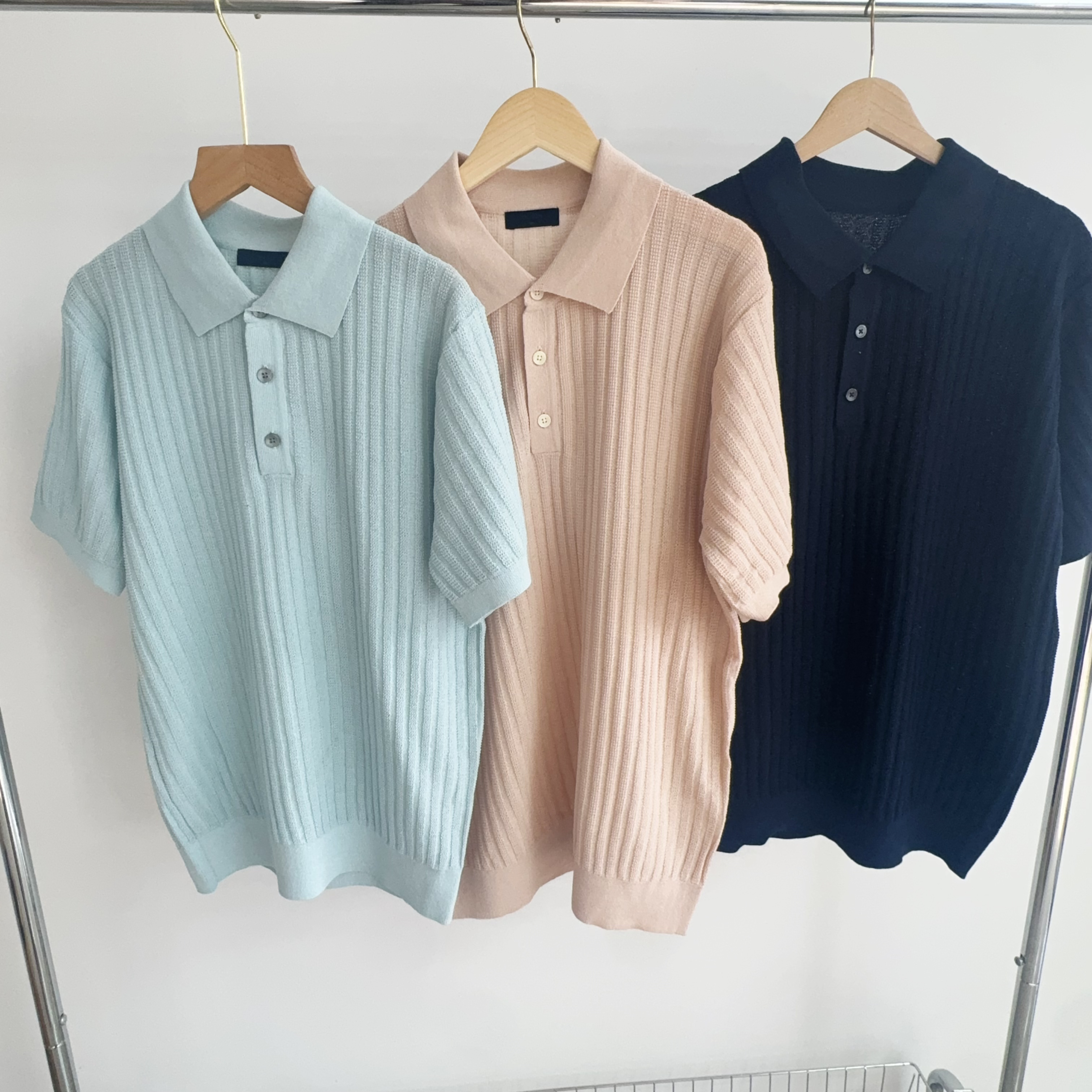 A223 休闲商务款人字纹针织polo衫