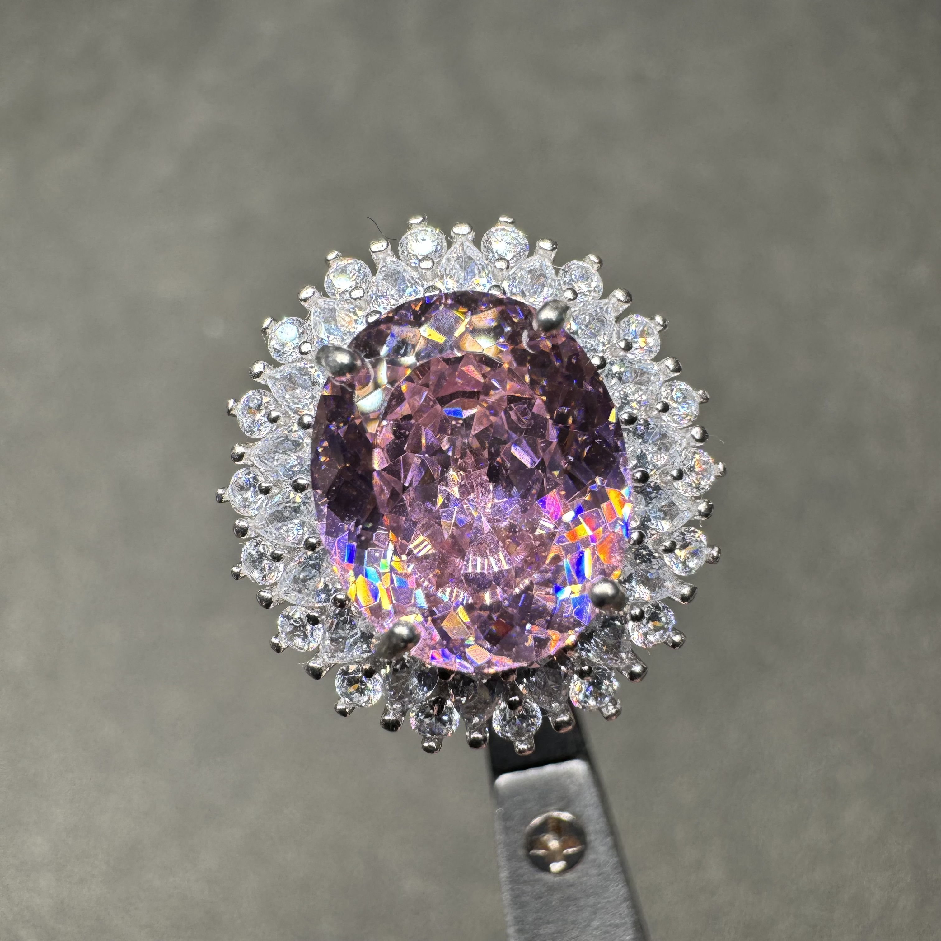 925银戒指 轻奢  s925银樱花粉碧10×12  戒指049