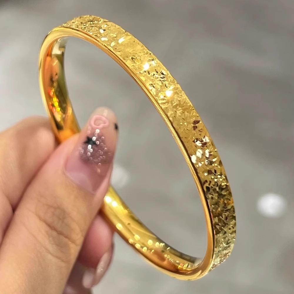铜合金手镯 爆闪碎碎冰久不掉色金店古法女新款轻奢